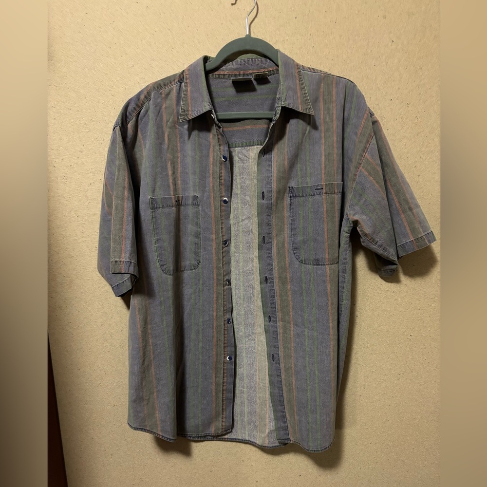 Vintage Today’s News Striped Button Down Size Large